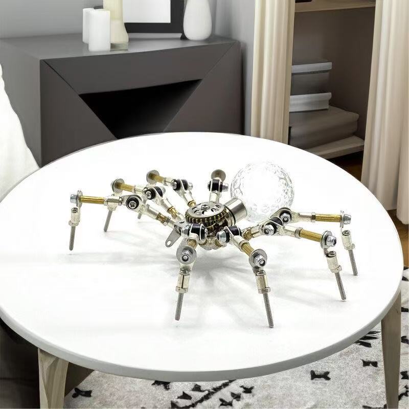 Steampunk Mechanical Spider DIY Kit – Luminous Assembly Model, Handmade Creative Desk Decor Gift