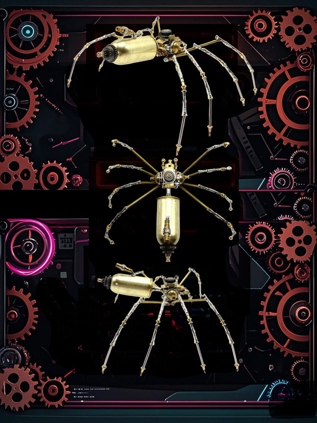 Giant Mechanical Metal Spider 3D Assembly Model – DIY Puzzle Kit, Creative Desk Decor, Gift Toy for Boys
